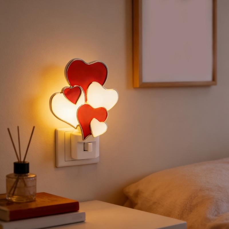 Romance Plug In Heart Night Light Portable Decorative Light Wedding Holiday Decorations for Bedrooms Hallways And Stairs