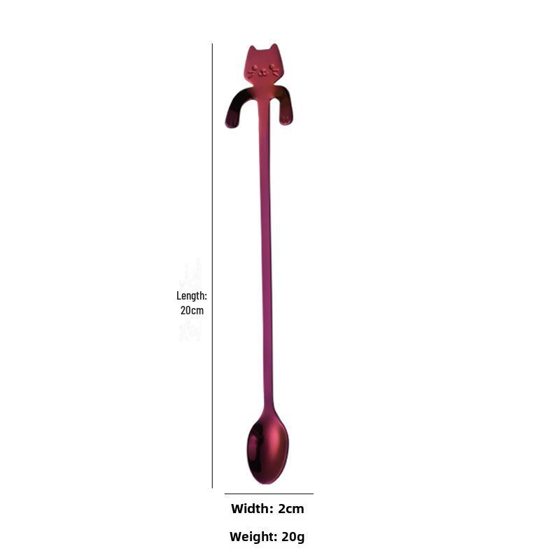 304 Stainless Steel Cat Coffee Spoon - Long Handle Stirring & Dessert Spoon