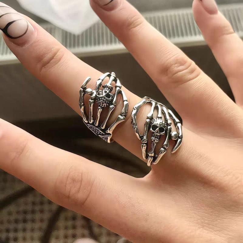 Vintage Punk Skull Rings For Girls Boys Gothic Punk Horror Skull Rings Hip Hop Men Motorcycle Rock Biker Zircon Gifts