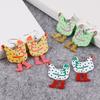 Funny High Heels Hen Dots Acrylic Drop Earrings for Women Girl Cartoon Graffiti Printing Chicken Dangle Earrings Fashion Jewelry