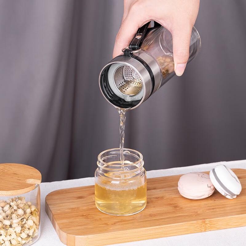 DeBao Tea Infuser Double Wall Glass Water Bottle
