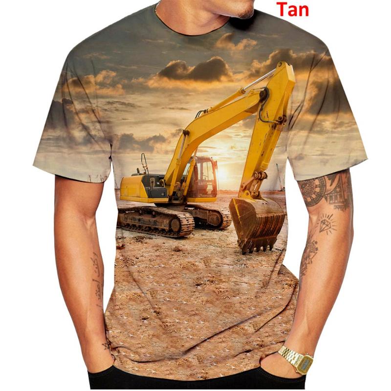 Xiao Xiang Zomer Mannen T-shirt Grappige Graafmachine 3D Print T-shirt Voor Mannen Kleding O-hals Korte Mouw Sportkleding Streetwear Oversized tops XXL
