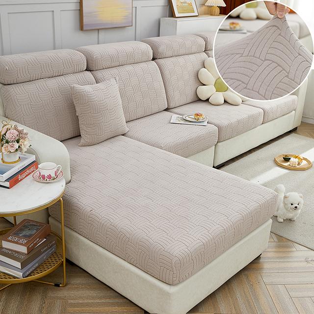 New Jacquard Sofa Seat Cover Cushion Strech Warm Seat Covers Solid Color Armchair Slipcover Luxury Thick Couch Covers Pet Kid