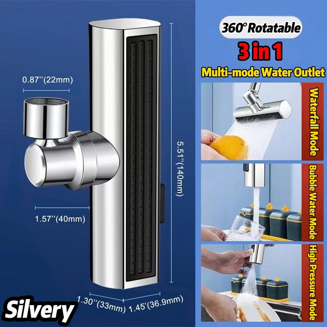 

Удлинитель для смесителя-водопада 3 в 1, адаптер для смесителя-водопада с защитой от брызг, поворот на 360° для мытья овощей и фруктов