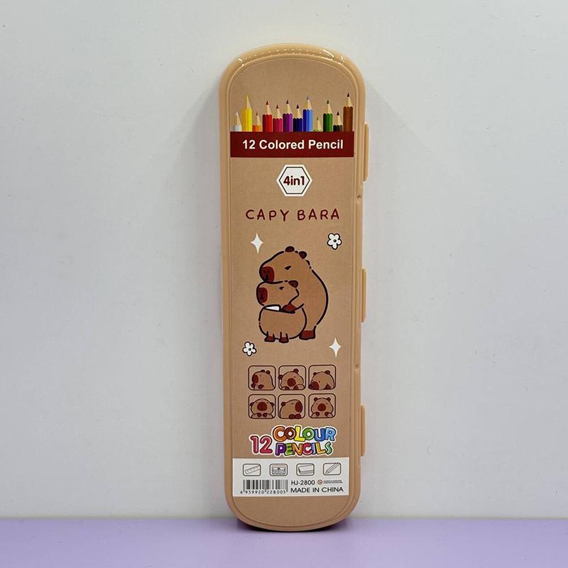

1 набор мультяшная милая капибара деревянные цветные карандаши линейка точилка для карандашей для детских рисунков искусство набор цветных карандашей подарки 1Set