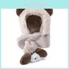 Ensemble Chapeau Écharpe Ours en Peluche Mignon d'Hiver Chaud pour Filles et Adolescentes