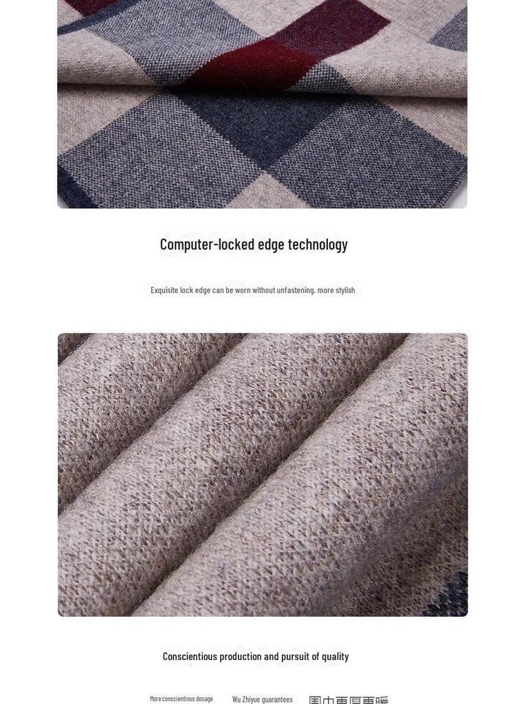 100% Pure Wool Men's Knitted Scarf - New Autumn/Winter Korean Style, All-Match Thick Warm Neck Scarf, Gift Box Included
