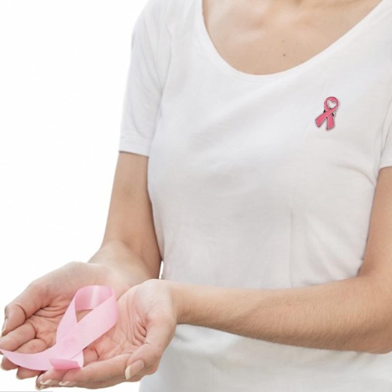 20pcs Breast Cancers Awareness Enamel Lapel Pin Heart Ribbon Brooches Pins Public Welfare Badges Party Jewelry Accessory