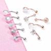5Pcs/Set Women Navel Button Rings Rose Gold Medical Steel Rhinestone