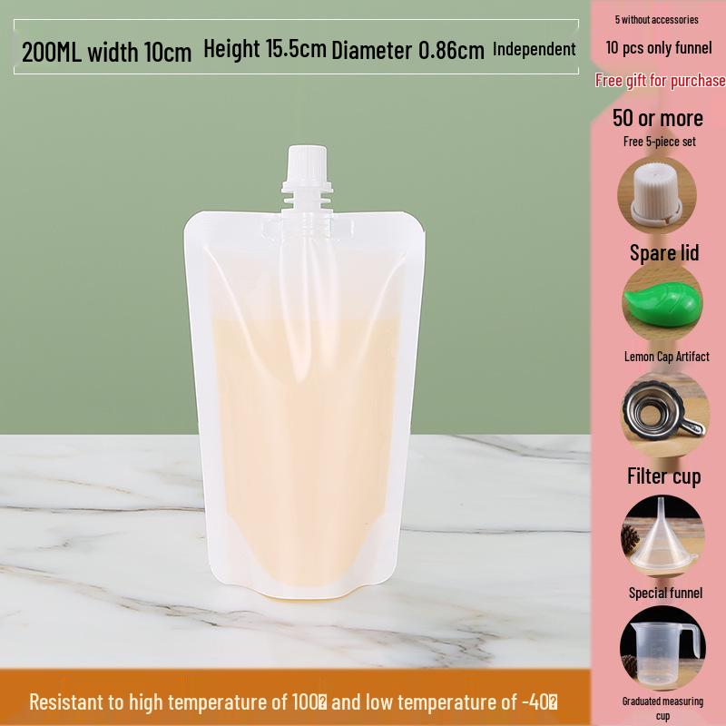 Soy Milk Stand-Up Spout Bag - Reusable, Transparent, Liquid-Safe, Large Diameter Packaging for Soups & Beverages