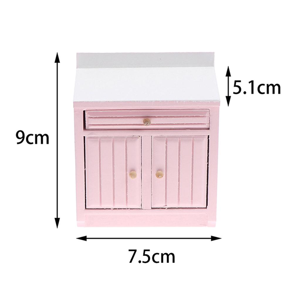 Wooden Wash Basin Cabinet With Hand Sink Miniature Furniture Toys For 1/12 Dollhouse Bathroom Kitchen Decoration