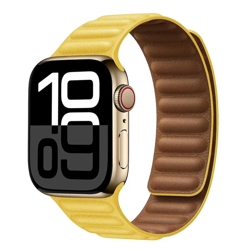 Leather Strap for Apple Watch Band 42mm 46mm 45mm 44mm 40mm Original Magnetic Loop Link Bracelet iWatch Ultar 2 49mm 10 9 8 7 SE