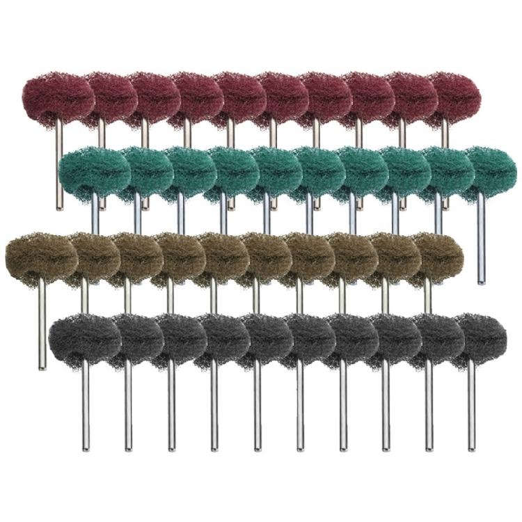 

40Pcs Scouring Pad Brush Nylon Abrasive Brush Fiber Grinding Sanding Head Buffing Polishing Wheel for Rotary Tool 1