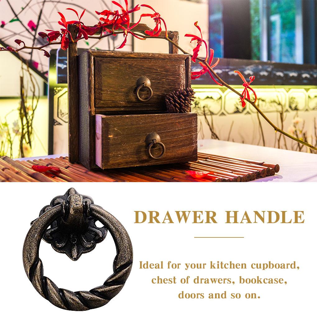 2pcs Zinc Alloy Drawer Handle Antique Twine Carved Cabinet Wardrobe Single Hole Mobile Door Handle Furniture Hardware Supplies