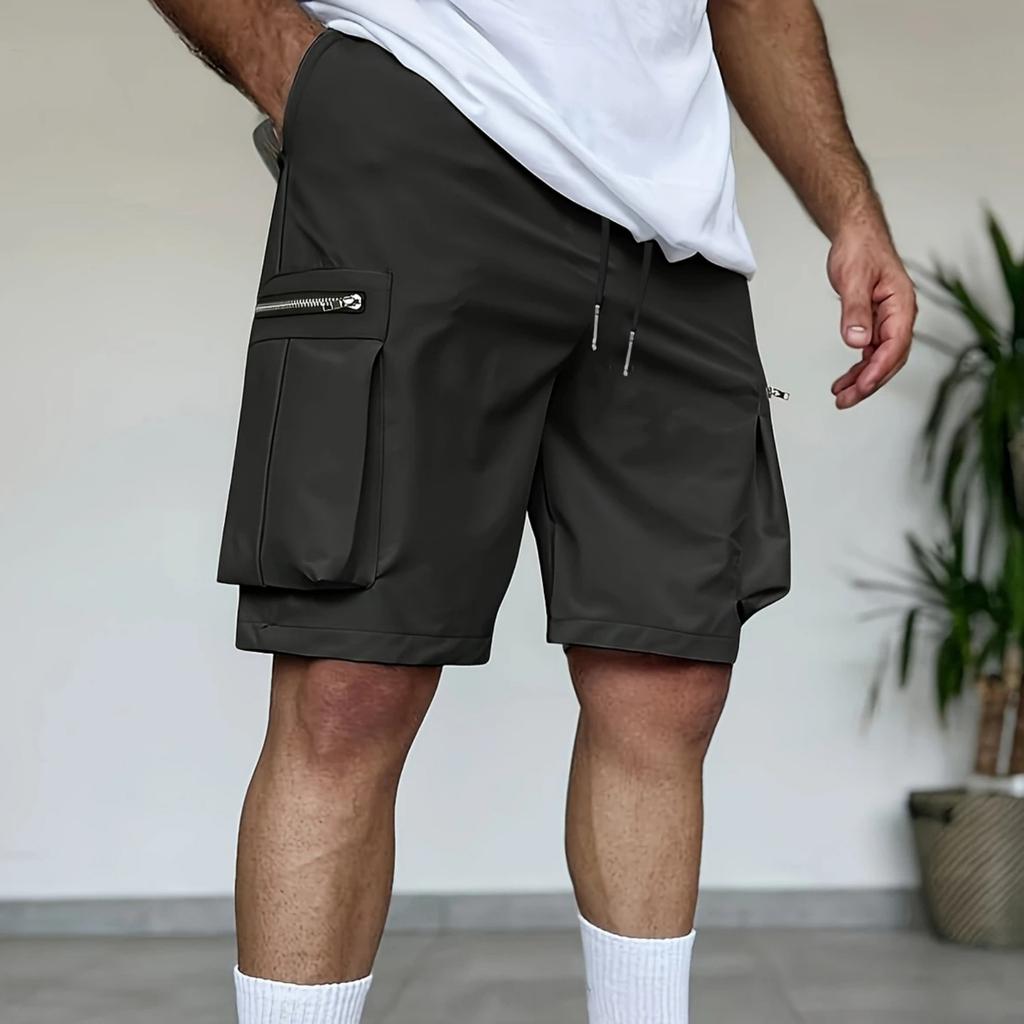 Pantaloncini Cargo da Uomo a Vestibilità Larga, Leggeri, Traspiranti, Multi Tasche, con Chiusura a Zip per Sport e Abbigliamento Casual