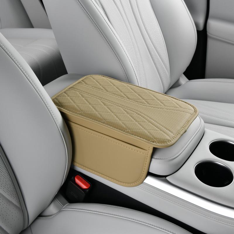 Car Armrest Pad with Console Riser, Tissue Box, Cup Holder & Protector 5-in-1