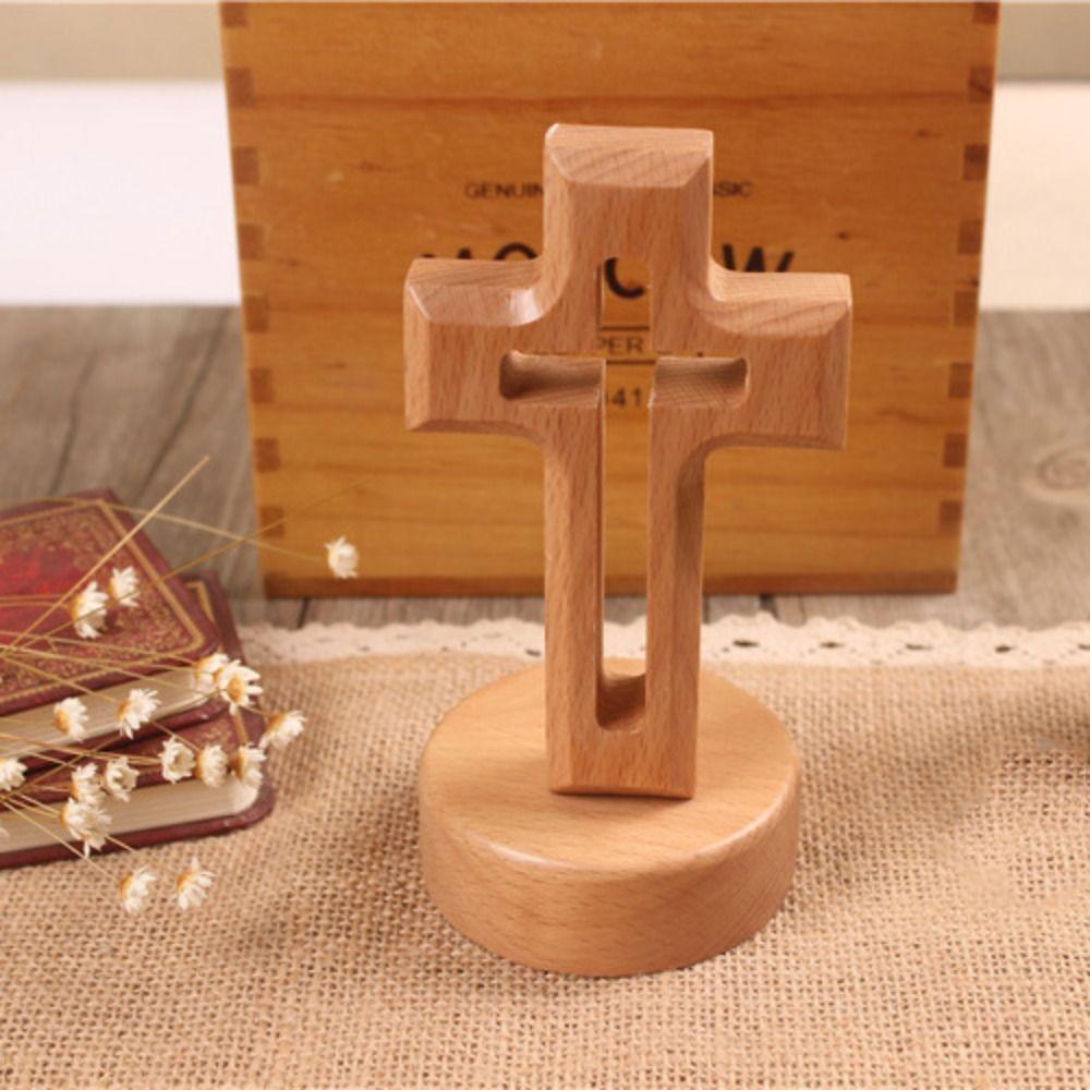 Standing Wooden Crosses Vintage Crucifix Sculpture Art Religious Crosses Ornament  Easters Faith