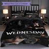 1PC Wednesday pattern Bedding Quilt Set Quilt Cover Pillowcase Home Decoration Birthday Gift (1 * duvet cover + 2 * pillowcase, without core)