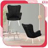 Scandinavian Wing Armchair Vika Family Furniture Shell Shaped Black Velvet