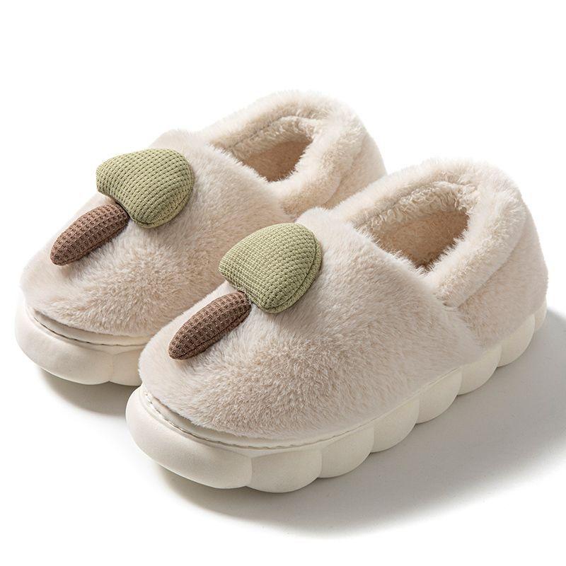 Stepping on shit cotton slippers can be worn outside in men's and women's seasons, indoor home non-slip thick-bottomed warm plush slippers