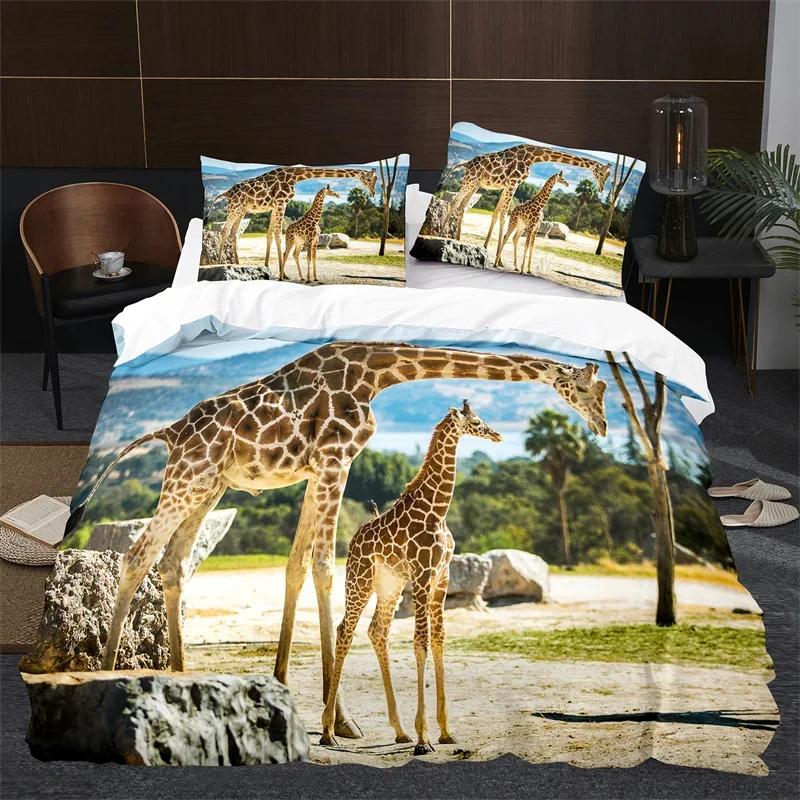 Comforter Giraffe Twin Full Microfiber Safari Animal Comforter Tropical Jungle Giraffes Bedding Set For Girls Boys Room