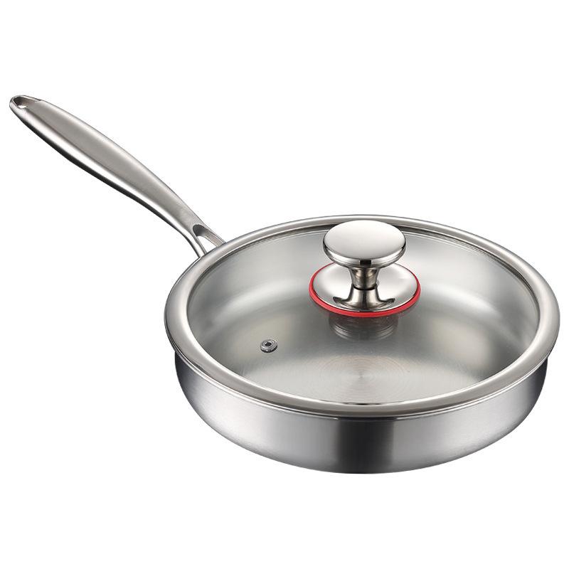 Uncoated 22-32cm frying pan, metal stainless steel frying pan, steak frying pan