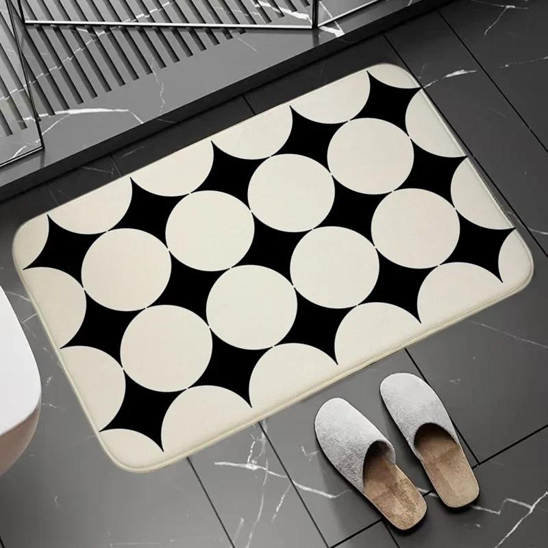 Checkerboard Flower Pattern Door Mats Floor Mats For Bathroom Retro Non Slip Carpets Kitchen Beadroom Entrance Rug Homg Decor