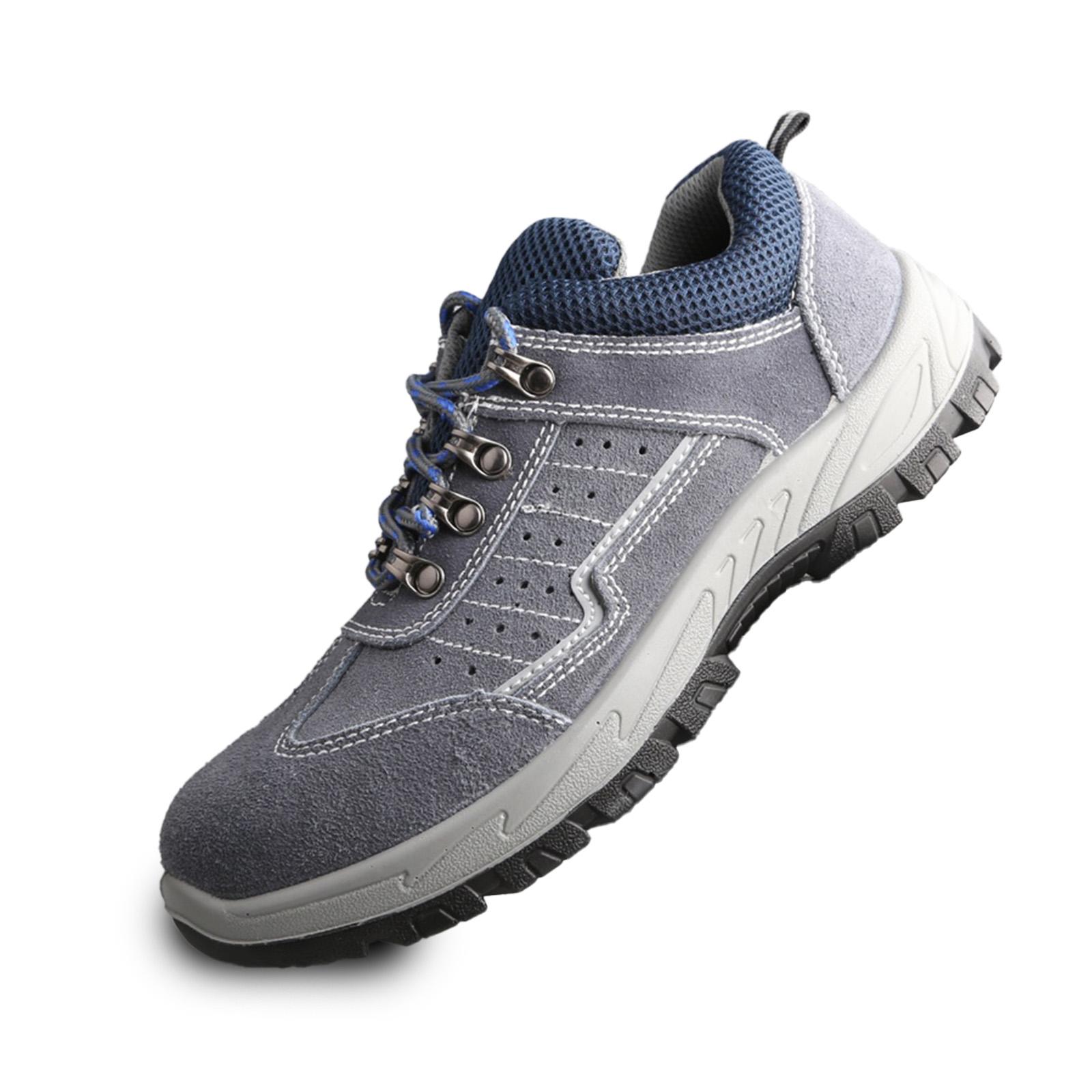 

Низкая цена, средний размер, модная тисненая обувь из коровьей кожи, противоударные и противопрокольные туфли, легкая защитная обувь 41 синий