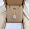 316L Stainless Steel Luxury Zircon Flower Pendant Necklace For Women Girl New Trend Clavicle Chain Jewelry Lady Gift