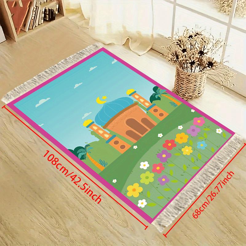 VIKAMA Portable Foldable Prayer Mat for Mosque Flowers Islamic Family Praying Mat Indoor/Outdoor Ramadan Muslim Prayer Mat