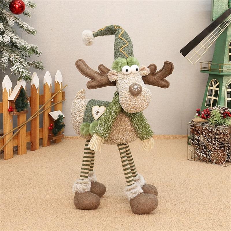 Plush Deer Doll Ornament 21.7Inch High Elk Figure Christmas Decoration For Mantles Shelf Desk Display Home Decoration