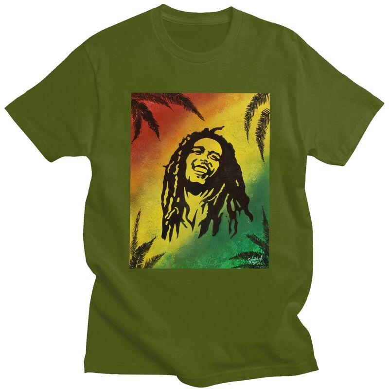 Custom Jamaica Reggae Rock Bob Marley T Shirts for Men 100 Cotton Tee Tops Tshirt Casual Tshirt Clothes
