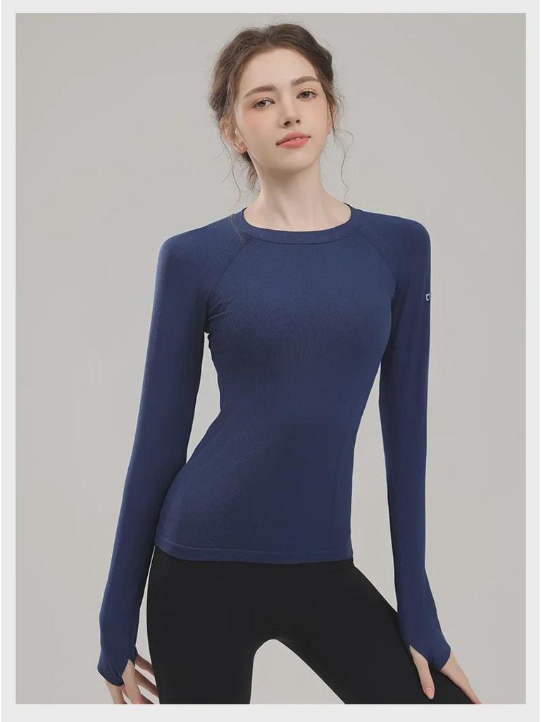 High-End Damen Slim-Fit Langarm Fitness-Tops für Pilates, Yoga und Herbstlauf