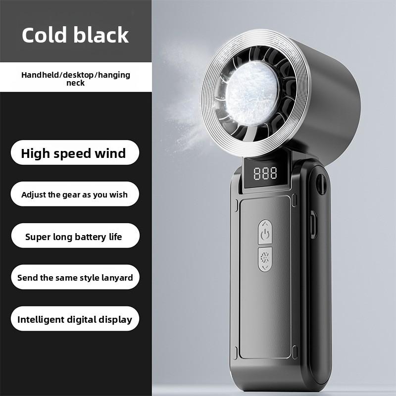 Ice Pack Mini Fan, Semiconductor Cooling, Charging Model, Handheld Turbine, Handheld Small Fan, Small Portable Small Electric Fan Fold чёрный