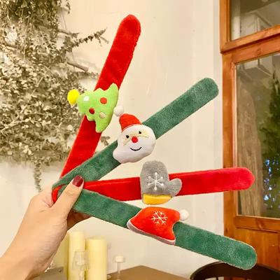1-10PCS Santa Reindeer Christmas Slap Bracelets Festive Soft Safe Reusable Decorative Wristbands Fun Holiday Party Favors
