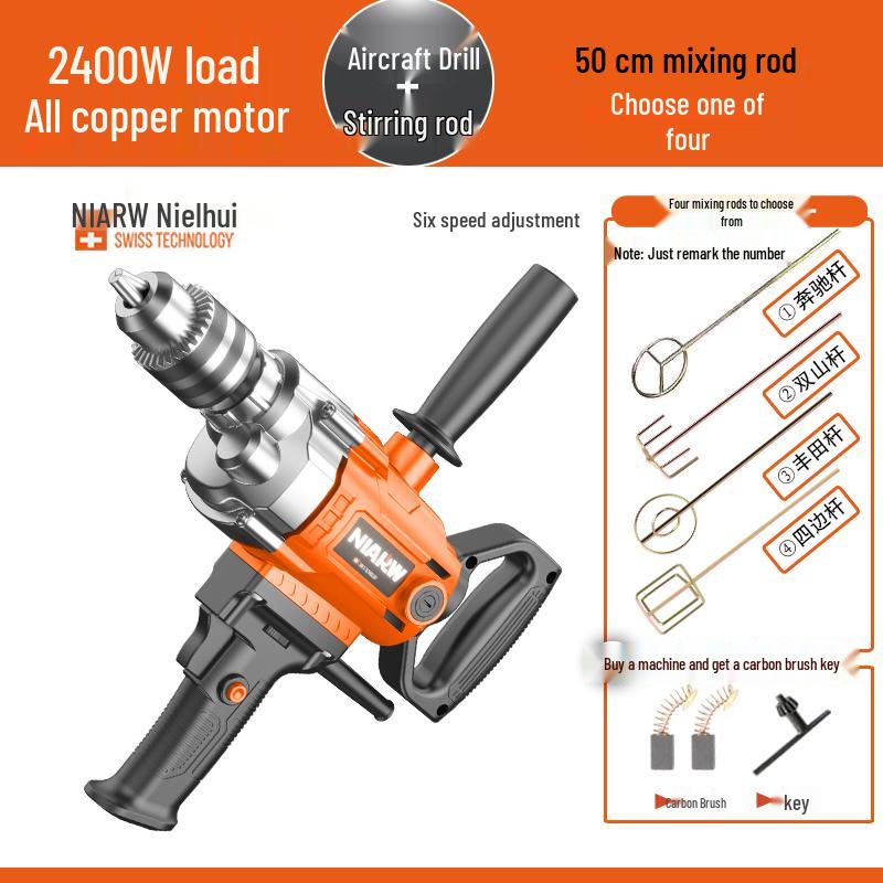 High-Power Electric Drill & Mixer for Concrete, Paint, and Cement