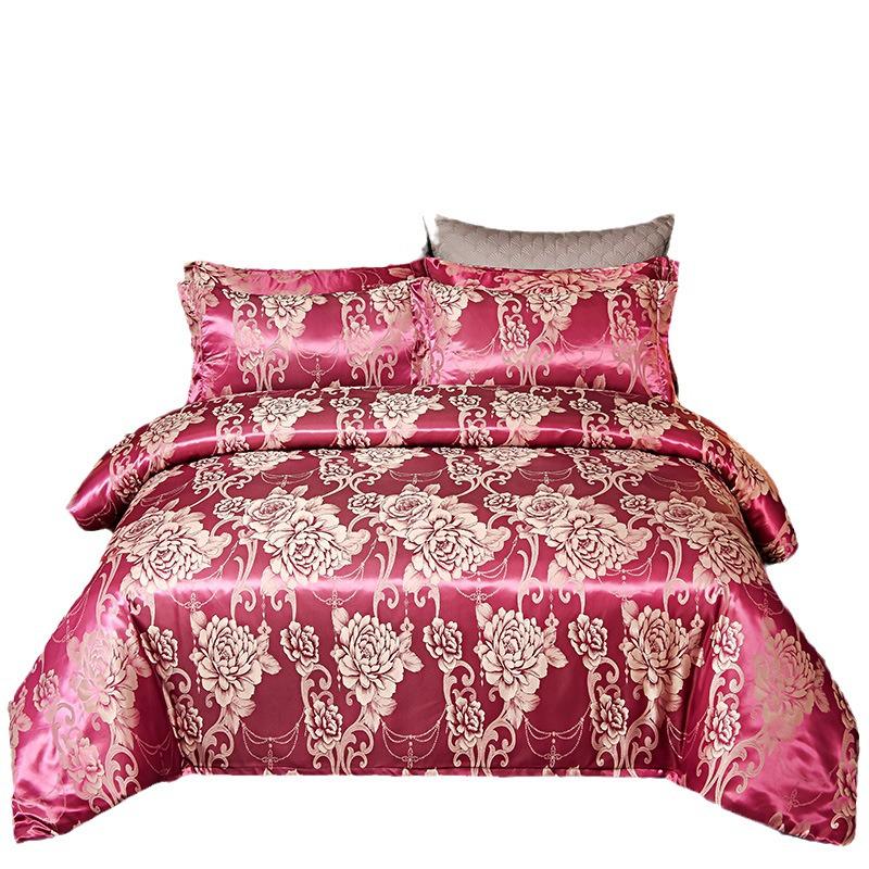 European Silk Cotton Jacquard Wedding Bedding Set - Four-Piece Duvet Cover Gift