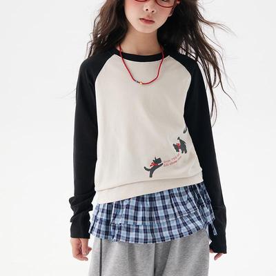 Children's Autumn 2025 Slim Fit Puppy Long-Sleeve T-shirt for Girls