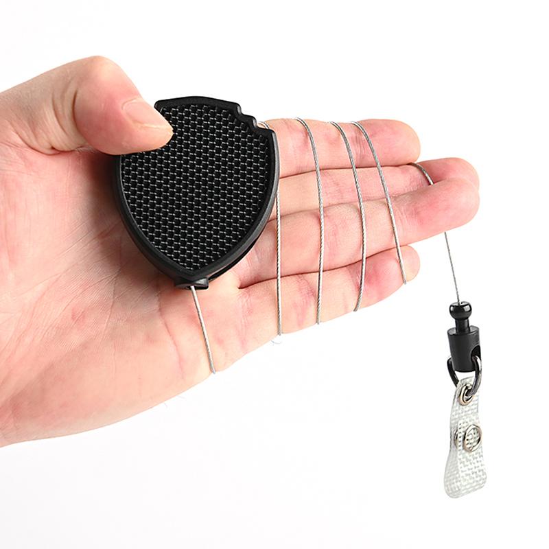 1Pc Retractable Easy-To-Pull Buckle Badge Reel Carabiner Key Chain Anti-Theft Anti-Lost Key Chain With Steel Cord