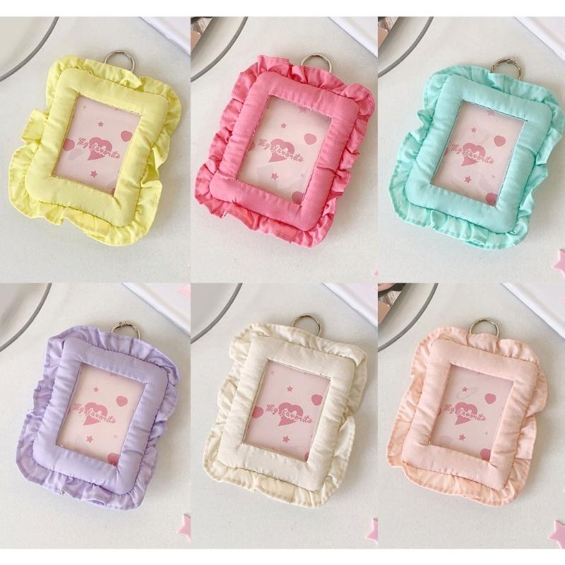 Cute Cloth Pillow Photo Holder Keychain For 3 Inch Photocard Cards Portable Wall Decoration Travel Accessory