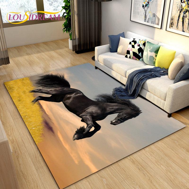 3D Animal Pentium Horse Area Rug,Carpet Rug for Living Room Children's Room Decoration,Kids Play Crawling Non-slip Floor Mat