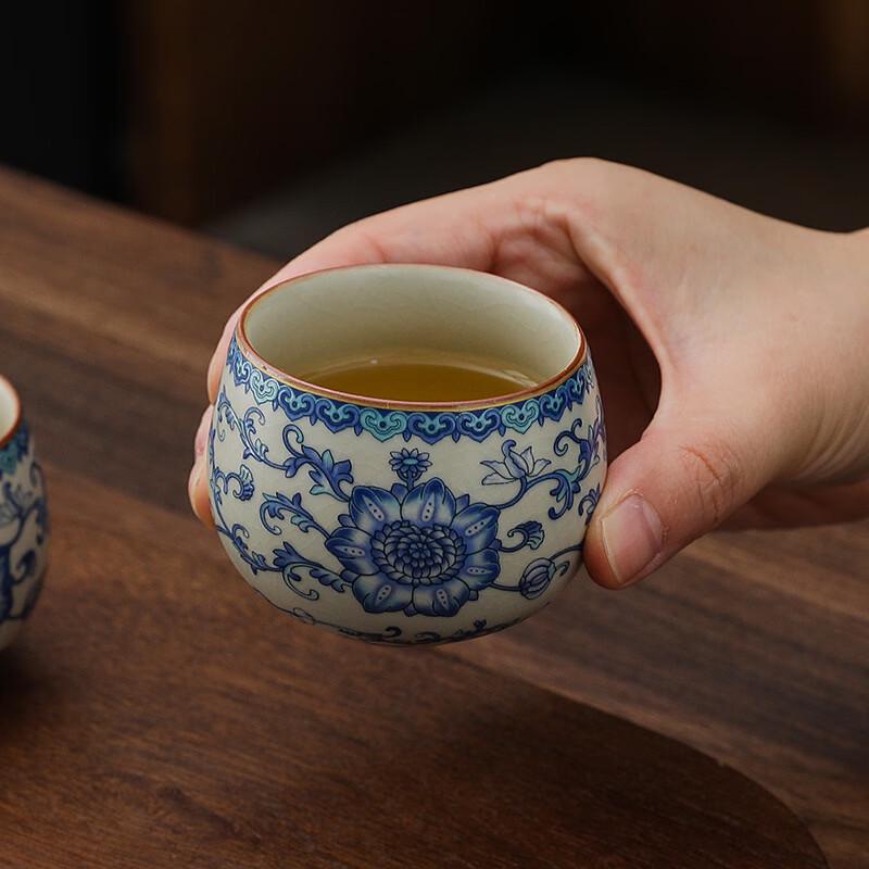 Ru Kiln Ceramic Entwined Lotus Tea Set