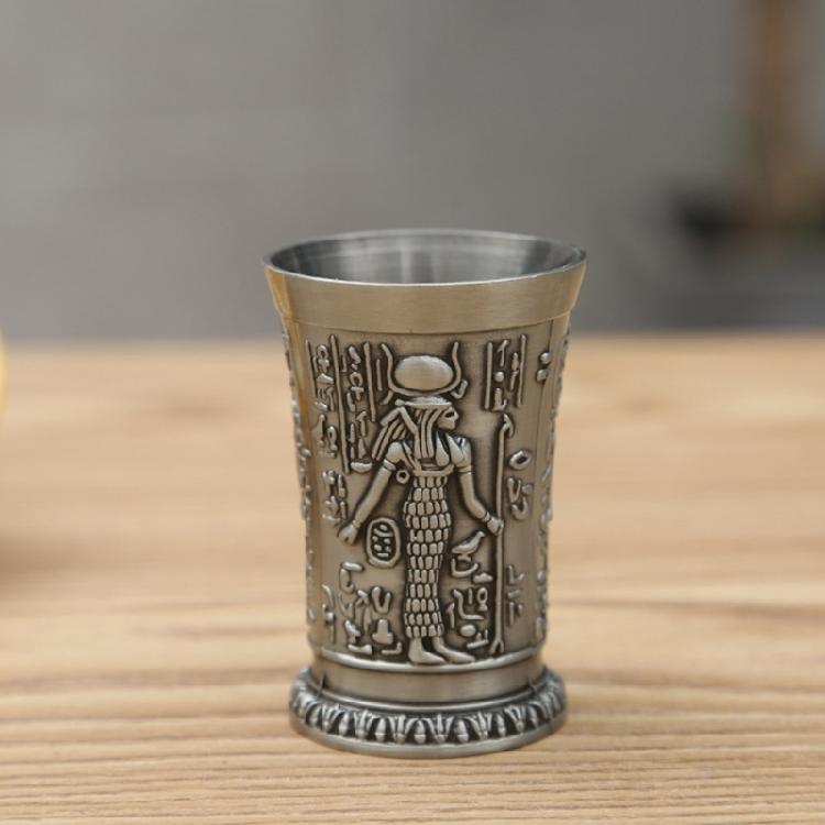 Whiskey Goblet Cup Bar Drinkware Accessories Metal Vintage Egyptian Wine Glass