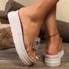 Fashion Fashion Crystals Square Buckle Sandals Women Summer Transparent Pvc Platform Slippers Woman 2025 Thick Bottom Non Slip Slides 43