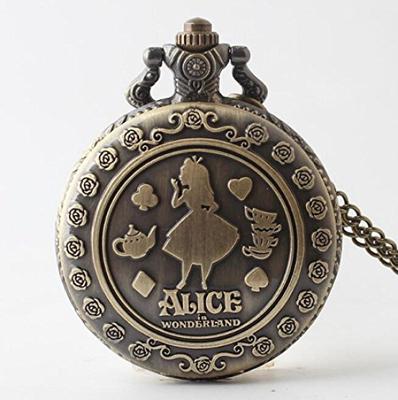 Ceas de buzunar Alice în Țara Minunilor Ceas de buzunar pentru femei Ceas de buzunar cu pandantiv Alice antic [koneko]