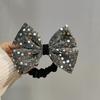 Red & Gray Autumn/Winter Large Bow Hair Tie for Women