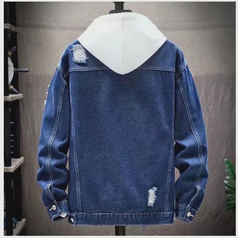 Jeansjacke im koreanischen Stil für Herren – trendige, lässige Herbst-Passform mit Used-Details