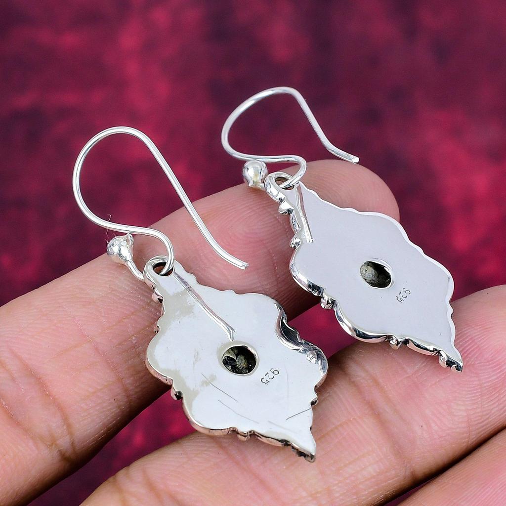 Abalone Shell 925 Solid Sterling Silver Earrings, Handmade Gemstone Earrings Jewelry, Gifts For Wife Brand New Earrings