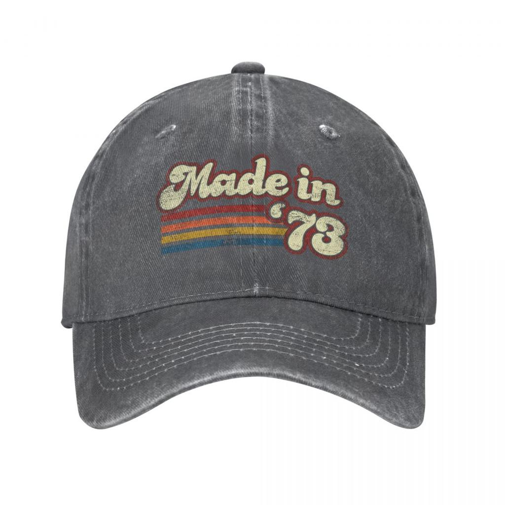 Vintage Made In 1973 50th Birthday Trucker Hat Merchandise Casual Distressed Washed Snapback Hat For Unisex Style Adjustable