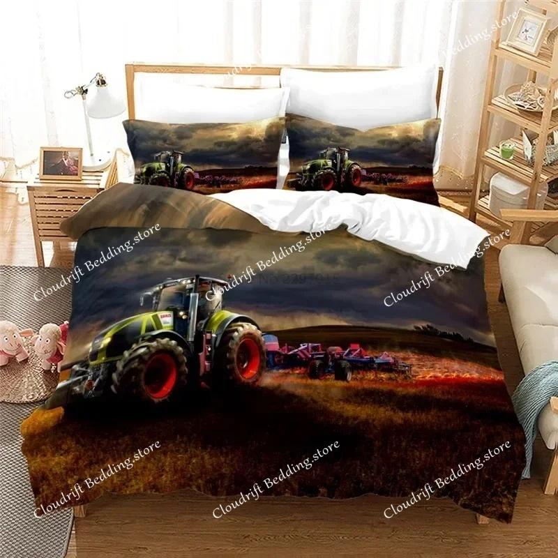 Farm Tractor Bedding Set Duvet Cover Set with Pillowcase Home Textile Twin Full Queen King Bedclothes for Family Home Decor